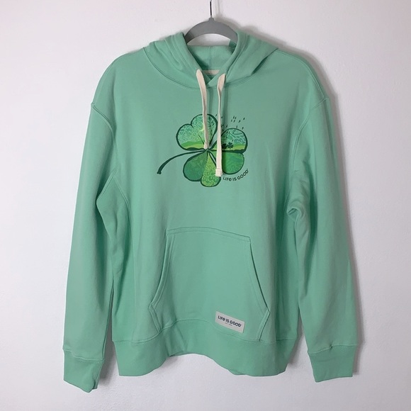 Life Is Good Tops - NWT Life is Good Women's Cloverfield Clover Green Simply True Fleece Hoodie Sz L